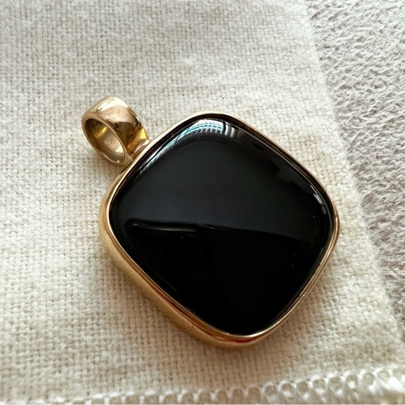 14k gold James Avery onyx black square chiclet-shape, generous think bale LUXURY - Picture 4 of 14